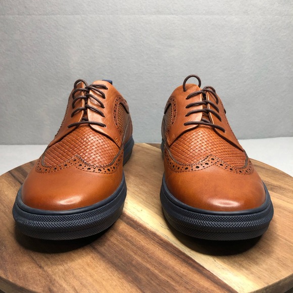 Zanzara Like New Men\'s Leather Ned Lace Up‎ Oxford Mens Size 11 Cognac ZZ1585L